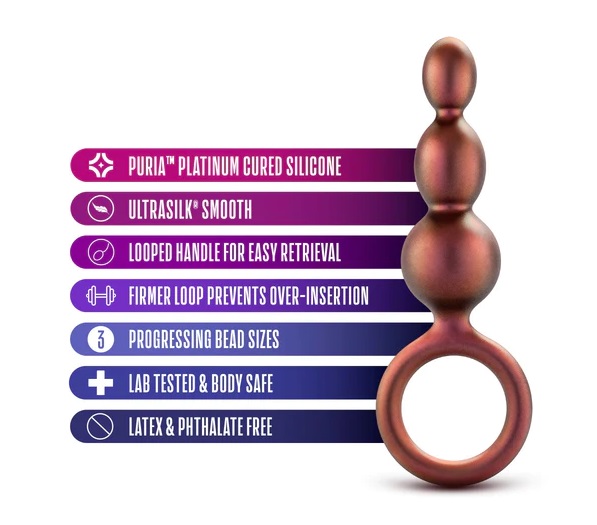 For anyone looking to explore new anal sensations alone or w... Anal Adventures Matrix - Beaded Loop Plug - Copper photo-5