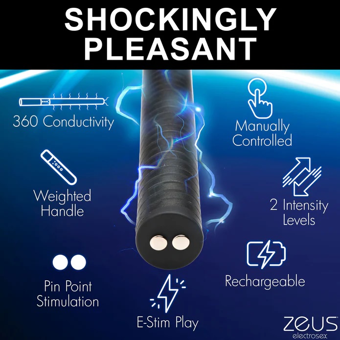 Intensify your kinky play with e-stim! This baton is built s... Zeus Electrosex - E-Stim Baton - Black photo-5