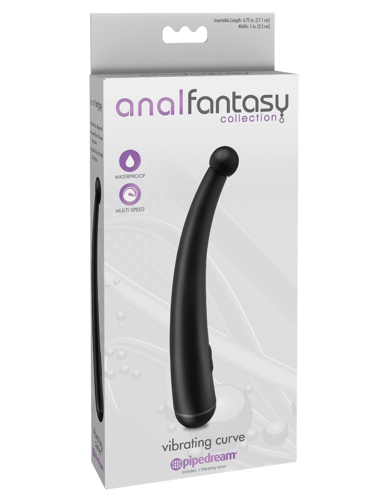 The Vibrating Curve features a curved shaft and beaded tip p... Pipedream - Vibrating Curve Anal Plug - Black photo-3