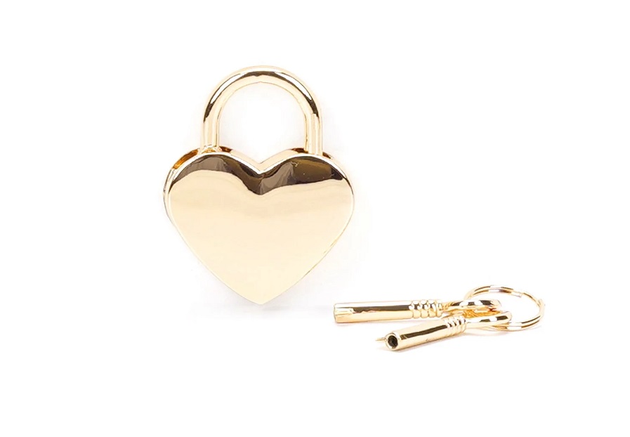Beautiful and functional souvenir for SM games, tool, gems, ... Liebe Seele - Heart Padlock 2pcs Set - Gold photo-2