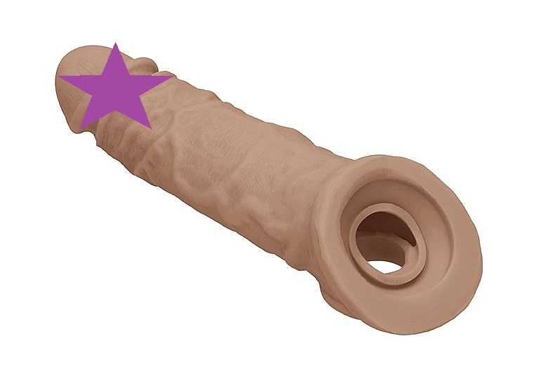 Be the bigger, better deal. The super-lifelike shapes, textu... RealRock - Penis Sleeve 8" - Brown photo-2