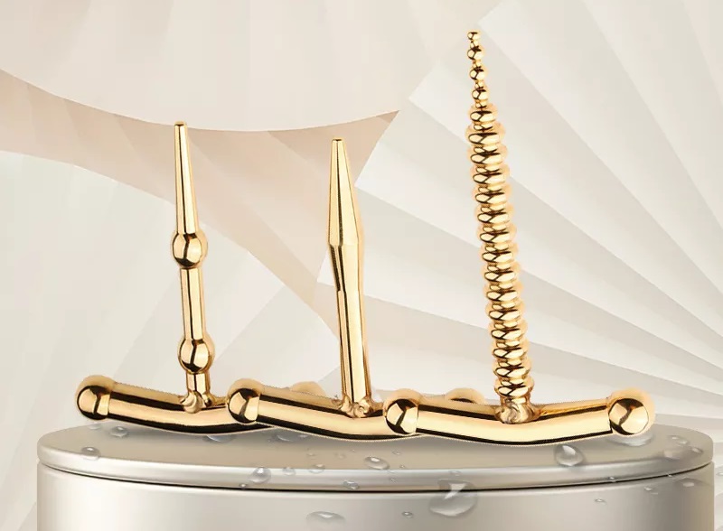Luxury stainless steel urethral plug with gold color plating... MT - Spiral Urethral Rod - Gold photo-7
