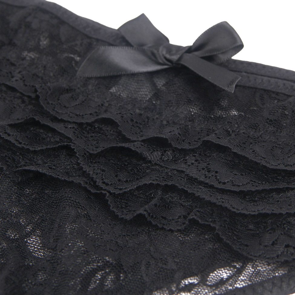 Waist and leg elastic band design, great elasticity, fits th... Ohyeah - Lace Crotchless Panty - Black - L photo-12