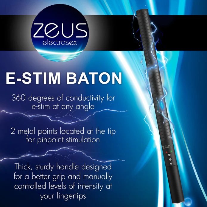 Intensify your kinky play with e-stim! This baton is built s... Zeus Electrosex - E-Stim Baton - Black photo-2