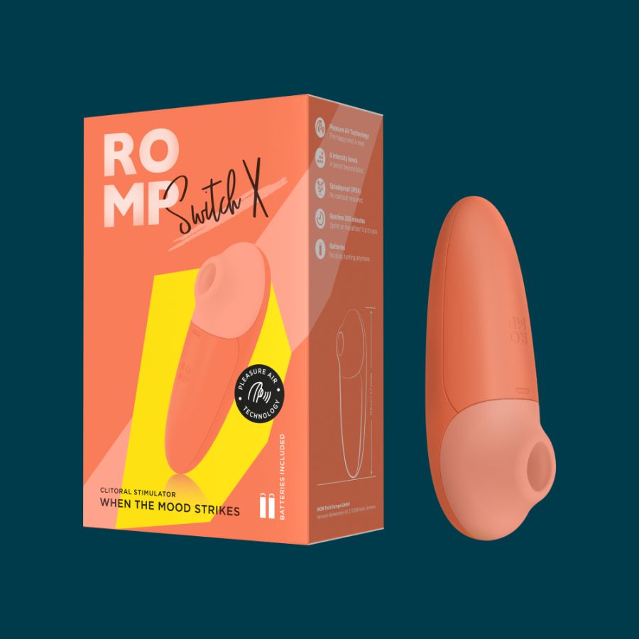 ROMP Switch X 透过紧凑的阴蒂刺激器提供强大的快感。 享受其新的 X 因素、易于使用的按钮和耐用、优质的设计... Romp - Switch X 阴蒂吸啜器 - 橙色 照片-10