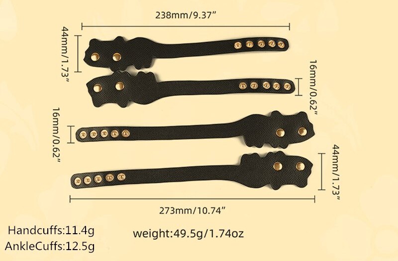 Black Cat Ankle Cuffs Real Leather MT - Cat Leather Ankle Cuffs - Black photo-11