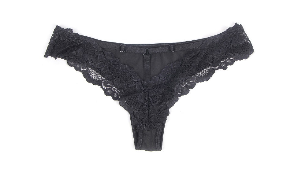 Main fabric is milk silk, soft and comfortable. The back fea... Ohyeah - Lace Hollow Out Panty - Black - M photo-9