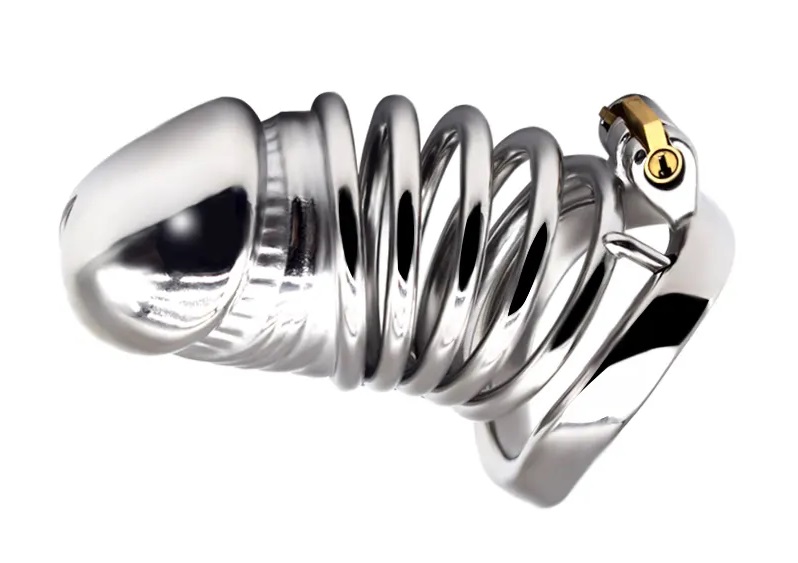Total high: 120mm &... FAAK - Chastity Cage 55 45mm - Silver photo-6
