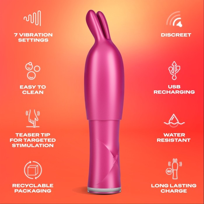 Handy mini vibrator Vibe & Tease from Durex including bunny ... Durex - Vibe & Tease 2in1 Vibrator - Pink photo-3