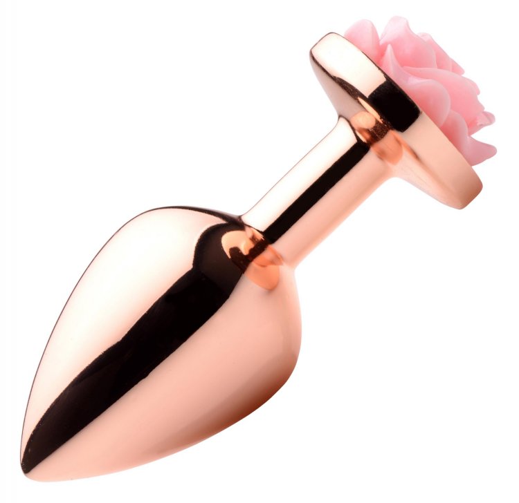 Enjoy this gorgeous rose-gold anal plug topped with a delica... Booty Sparks - Gold Anal Plug M - Pink photo-5