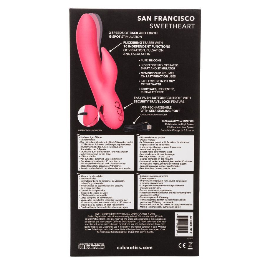 .
CEN - CalDream San Francisco Sweetheart 上下按壓G點兔仔按摩棒 - 粉色 照片-11