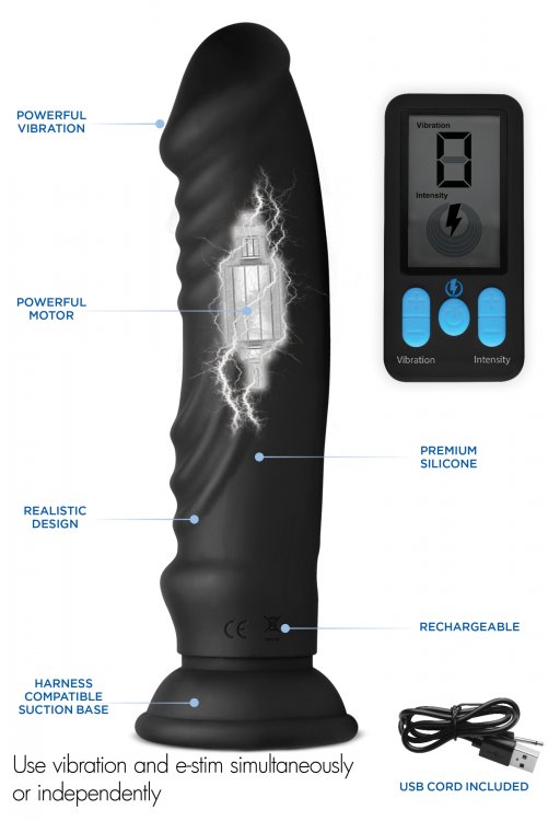 Feel the exhilarating thrill of electrostimulation with this... Zeus Electrosex - E-Stim Pro 5X Vibo Dildo - Black photo-5