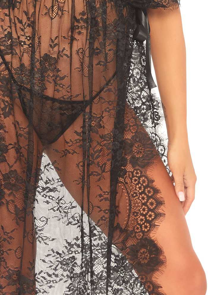 Kaftan dress and panties
Hand wash cold, do not bleach, dri... Leg Avenue - Eyelash Lace Robe with G-String - Black - S/M photo-6
