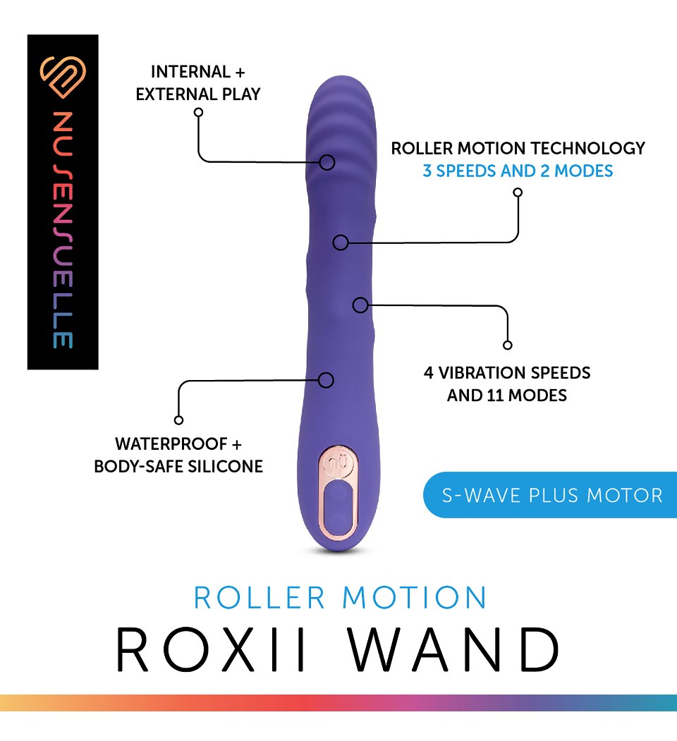 Traditional wand vibes are designed to massage and stimulate... Nu Sensuelle - Roxii Roller Motion Wand - Purple photo-3