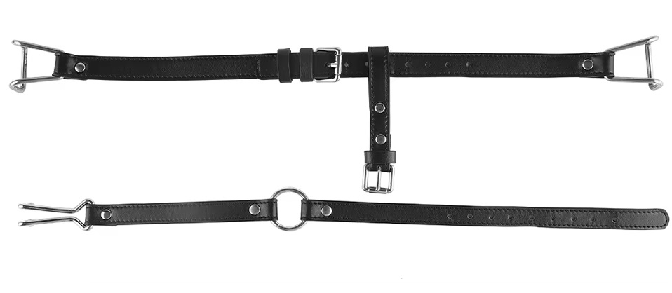 Stainless steel nose hook and mouth clamps
Material: PU lea... MT - Nose Restraint Mouth Gag - Black photo-6