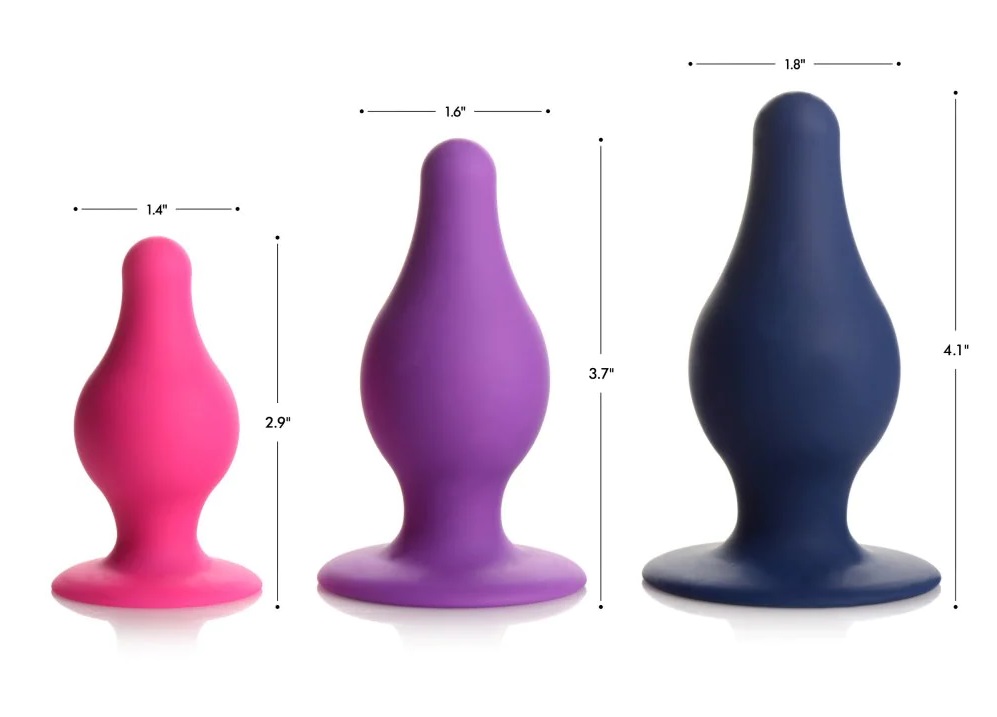 Satisfy your backdoor cravings with this plush, squeezable, ... Squeeze-It - Tapered Anal Plug M - Purple photo-5