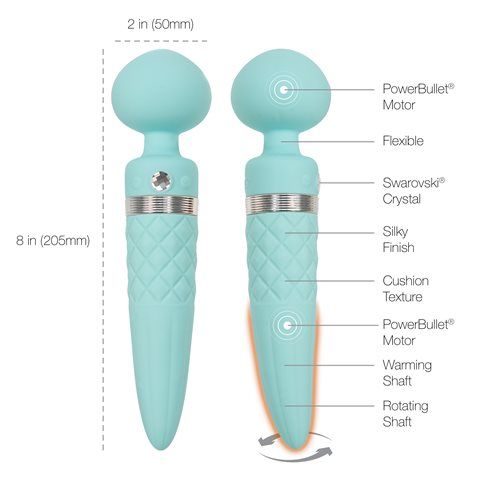 Pillow Talk - Sultry Rotating Wand - Teal photo
