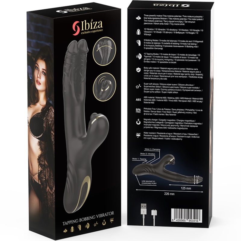 The TWO DRAGONS vibrator from IBIZA is a dual stimulation de... Ibiza - Two Dragons Tapping Vibrator - Black photo-9