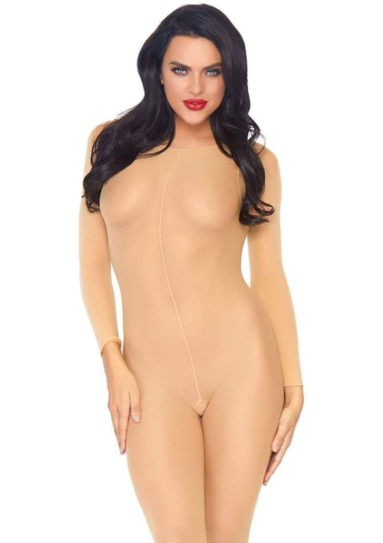 Show off your best assets and sexy moves in this classic she... Leg Avenue - Long Sleeved Bodystocking - Nude photo-4
