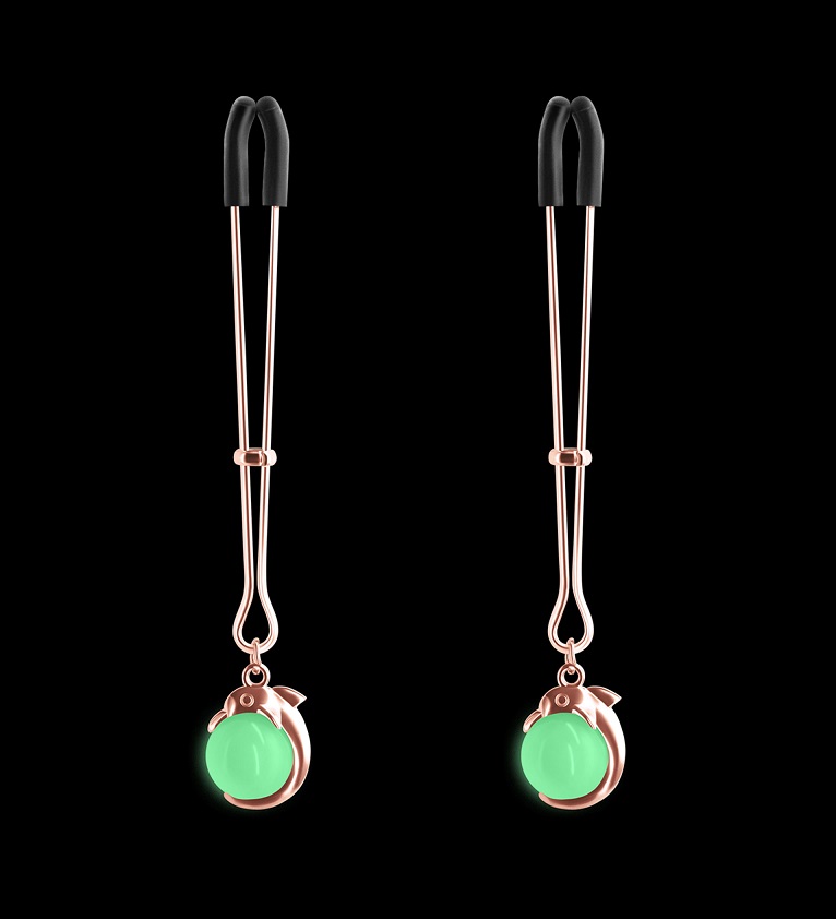 Experience the electrifying allure of Bound Adjustable Nippl... NS Novelties - Bound G1 Pearl Nipple Clamps - Gold photo-2
