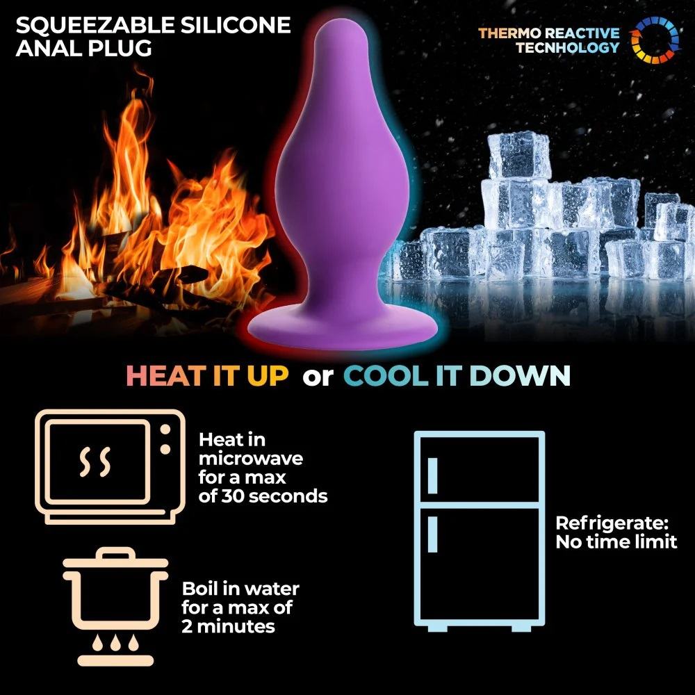 Satisfy your backdoor cravings with this plush, squeezable, ... Squeeze-It - Tapered Anal Plug M - Purple photo-4