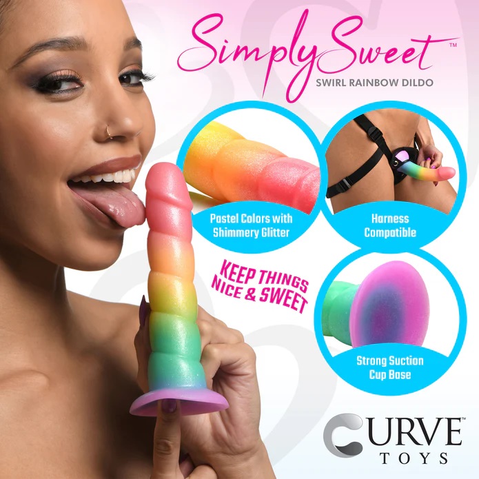 Combine fantasy and sexy play with this shimmering, rainbow ... Simply Sweet - Swirl Dildo - Rainbow photo-6