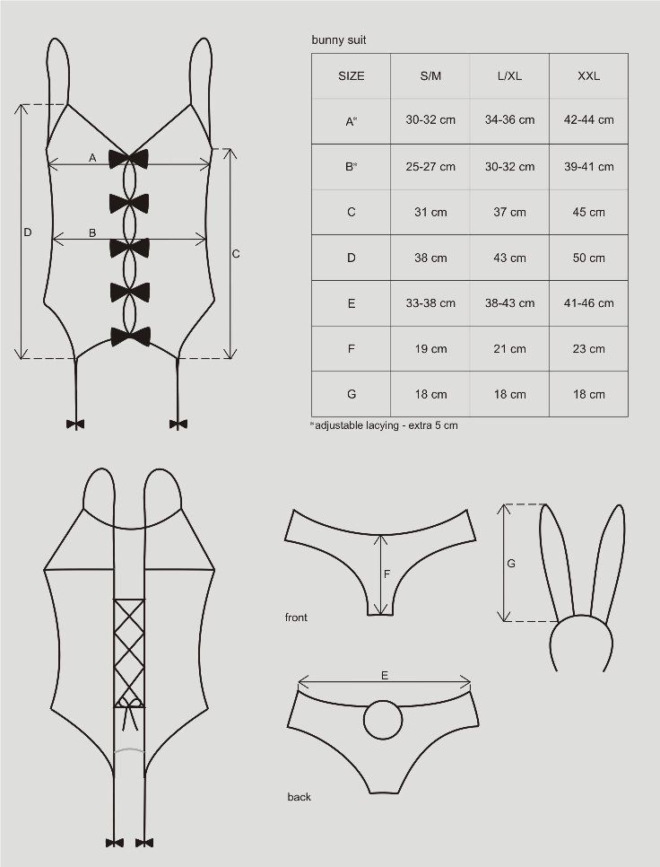 Playful bunny will bring you to the Obsessive wonderland!
c... Obsessive - Bunny Suit Costume 4 pcs - Pink - S/M photo-12