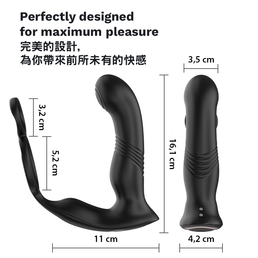 Discover the Ultimate Dual-Motor Remote Prostate Mass... KIKO - ThrustingVibe Pro Prostate Massager - Black photo-10