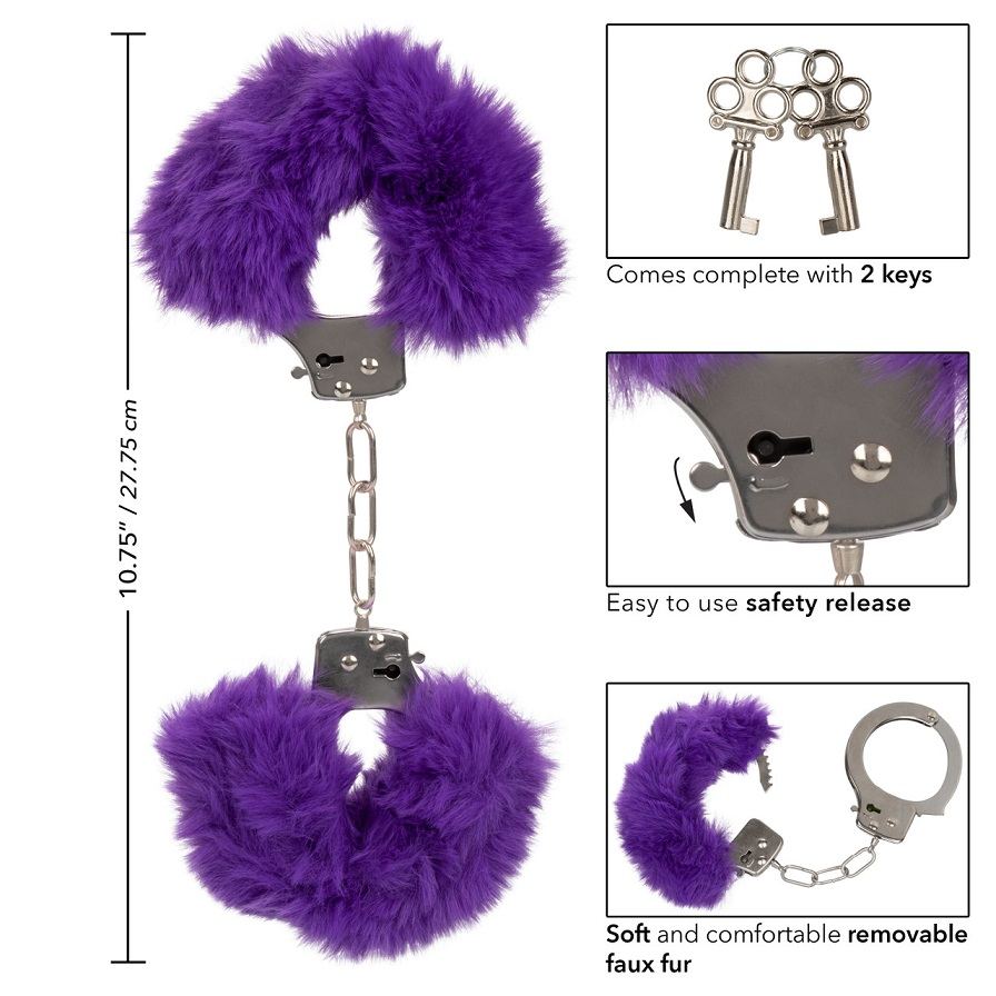 Let your lover take the lead and indulge in sensationally en... CEN - Ultra Fluffy Furry Cuffs - Purple photo-5