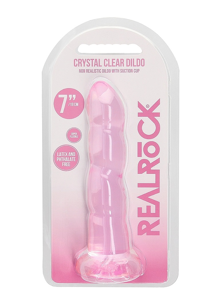Ready for a CRYSTAL CLEAR orgasm? Reach your finest climax i... RealRock - 7" Wave Non-Realistic Dildo - Pink photo-5