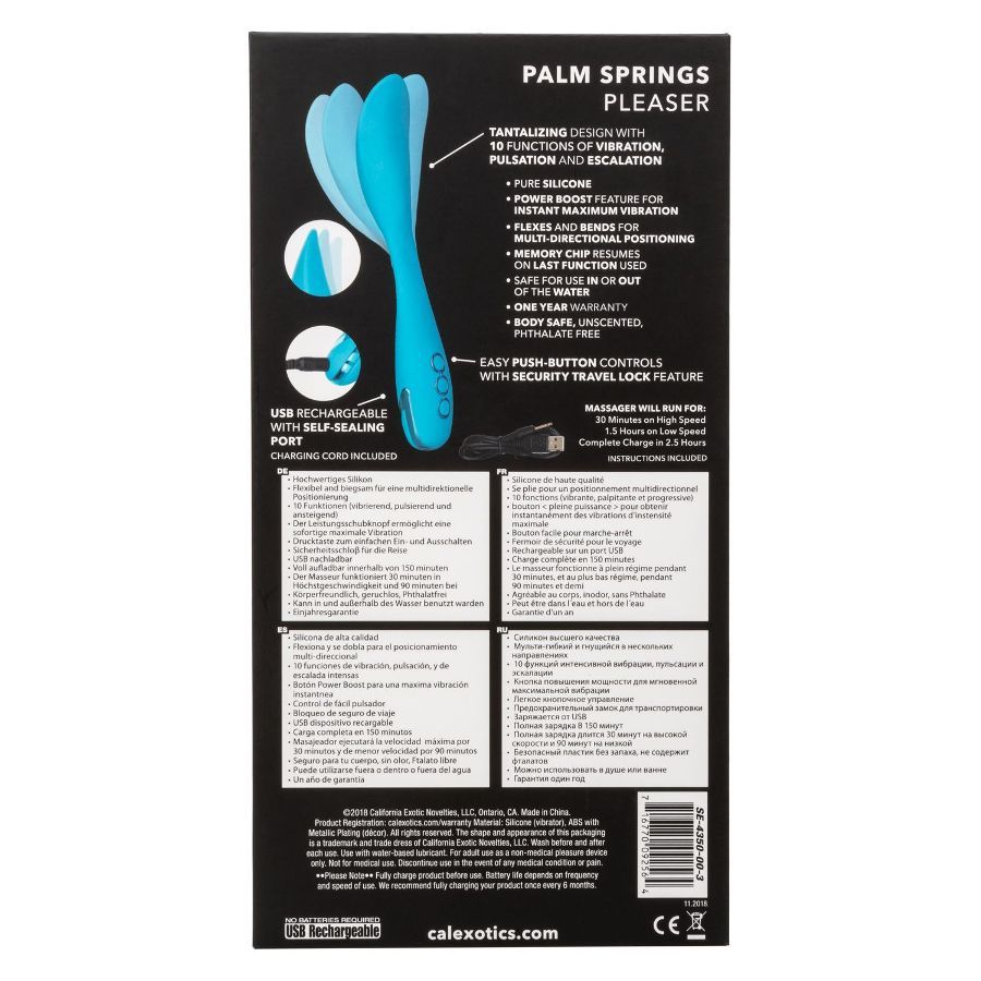 .
CEN - CalDream Palm Springs Pleaser Vibe 可調節彎曲尖頭振動器 - 藍色 照片-13