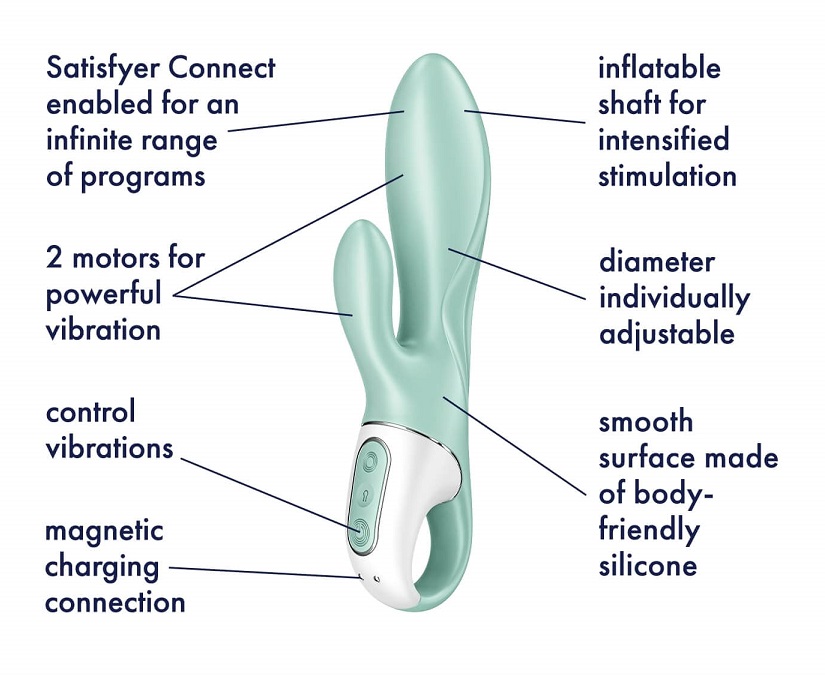 The Air Pump Bunny 5 is a vibrator with an inflation functio... Satisfyer - Air Pump Bunny 5 - Blue photo-7
