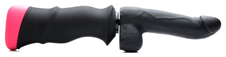 Experience ultra-powerful pounding action with this hand-hel... LoveBotz - Mega-Pounder Hand-Held Thrusting Dildo - Black photo-5