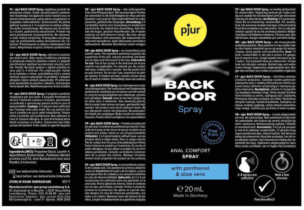 There is also an intimacy spray to cater to the special requ... Pjur - Back Door Anal Comfort Spray - 20ml photo-3