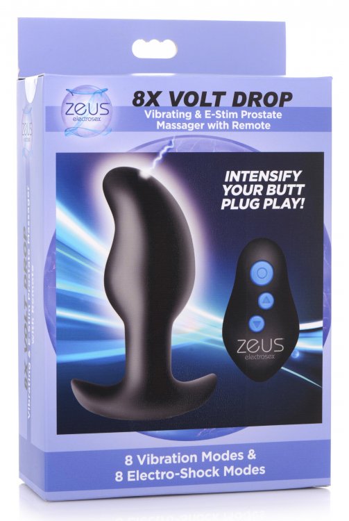 This Volt Drop is ergonomically shaped for a satisfying back... Zeus Electrosex - 8X Volt Drop E-Stim Prostate Massager - Black photo-5