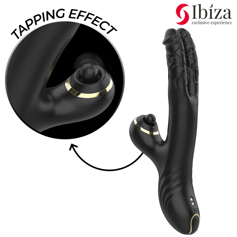 The TWO DRAGONS vibrator from IBIZA is a dual stimulation de... Ibiza - Two Dragons Tapping Vibrator - Black photo-5