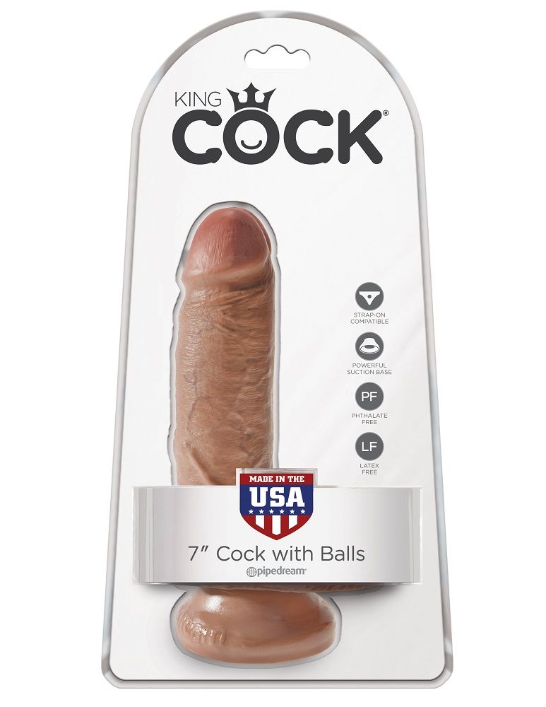 Do you want your first dildo to look and feel just like the ... King Cock - Cock 7″ with Balls - Caramel photo-7