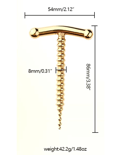 Luxury stainless steel urethral plug with gold color plating... MT - Spiral Urethral Rod - Gold photo-6