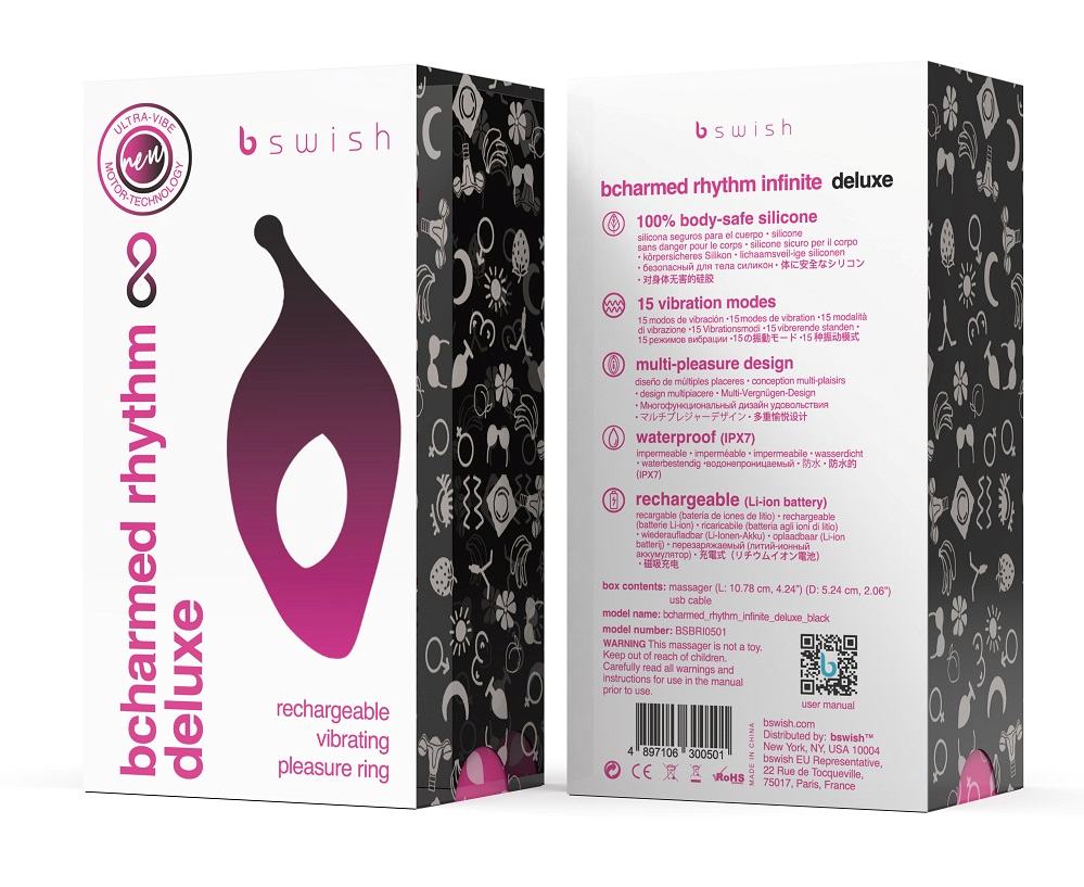 Rechargeable vibrating pleasure ring Bcharmed Rhythm Deluxe
... B Swish - Bcharmed Rhythm Vibro Ring - Black photo-13