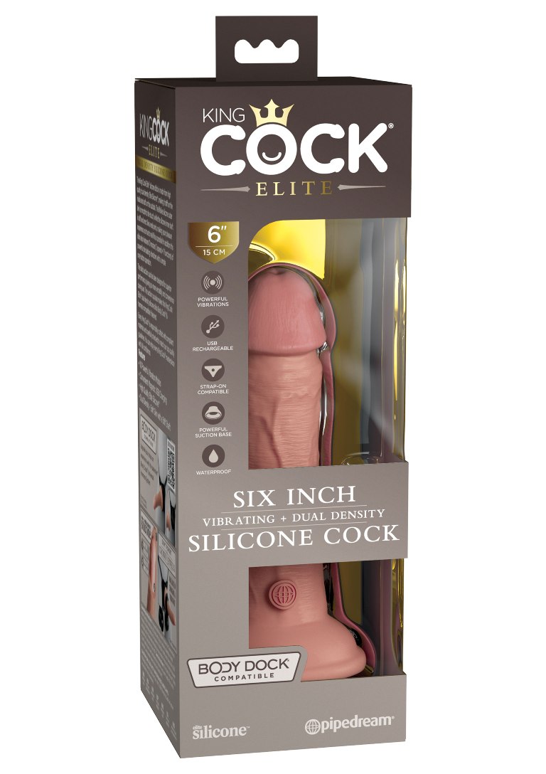 The King Cock Elite silicone dildo is made from high-quality... King Cock - 6" Elite Vibro Cock - Flesh photo-9