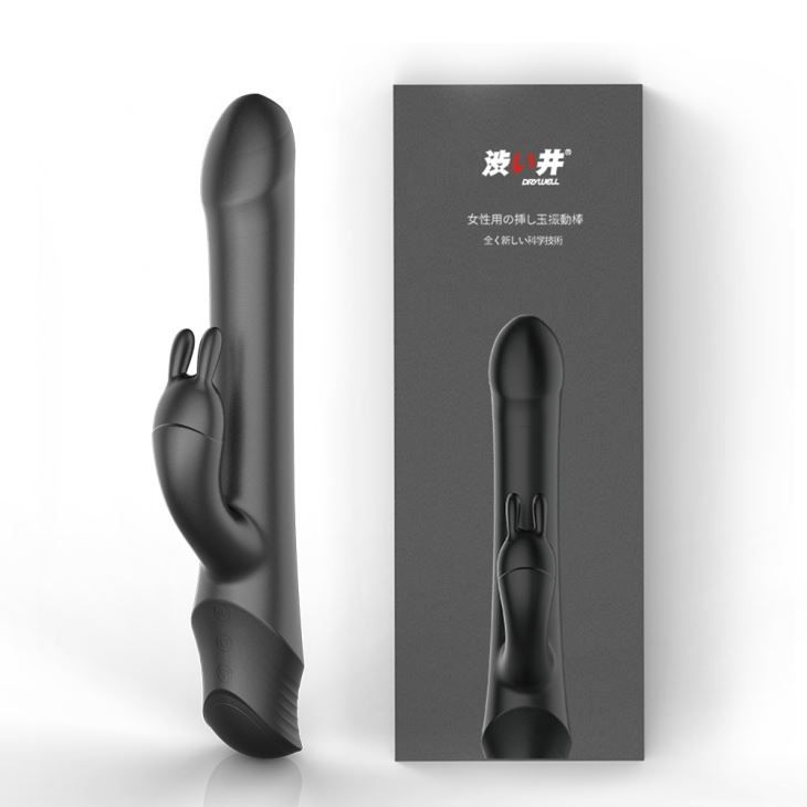 This dual-action rabbit vibe rotates and thrusts on your G-s... Drywell - Rotating & Thrusting Rabbit Vibrator - Black photo-12