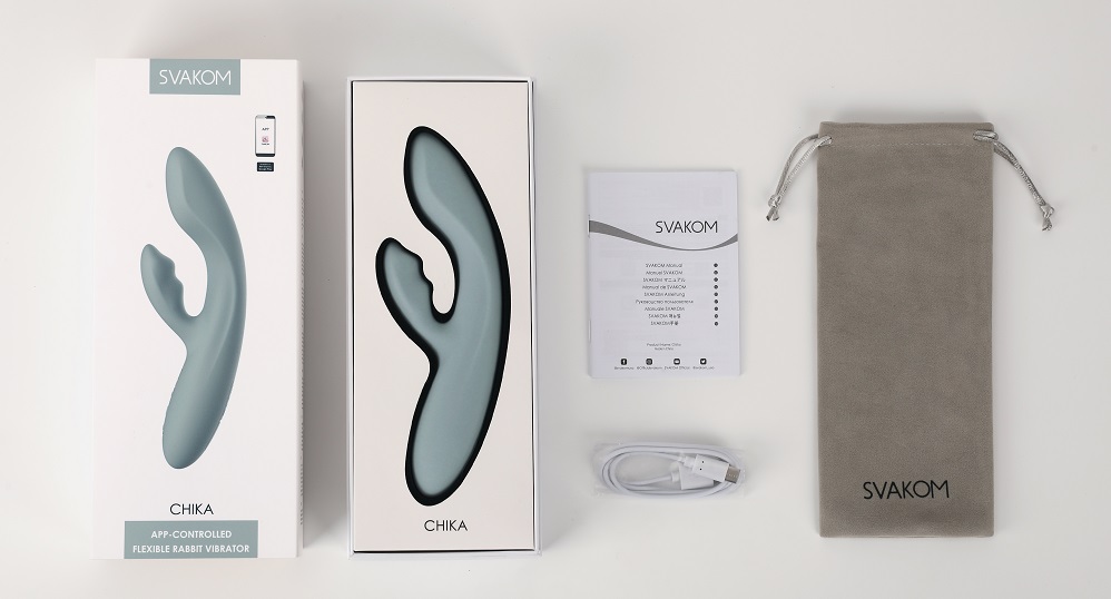 Chika features a cushioned head shaped to press against your... SVAKOM - Chika APP Rabbit Vibrator - Turquoise Grey photo-14