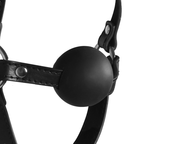 Take away some senses with this Blindfolded Head Harness wit... Ouch - Xtreme Head Harness w Solid Ball Gag - Black photo-5