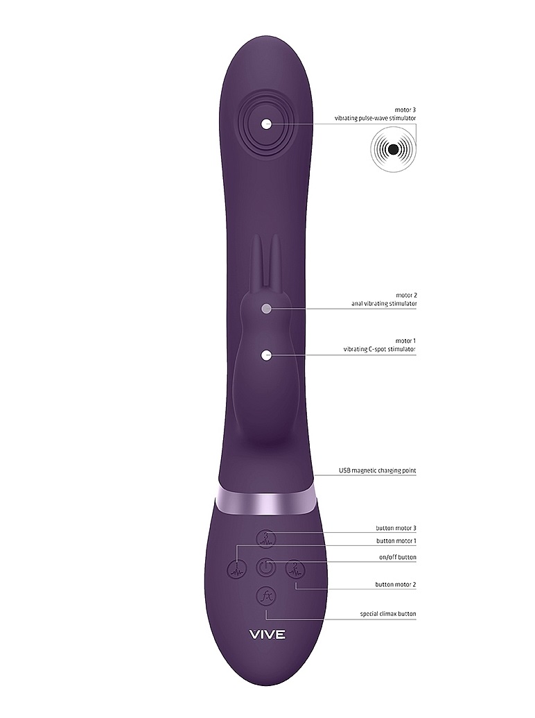RINI hits all the spots. With Three 10-functionNew Generatio... Vive - Rini Double Rabbit Vibrator - Purple photo-6