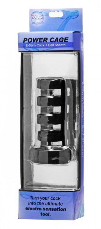 This silicone cock cage delivers erotic electro stimulation ... Zeus Electrosex - E-Stim Cock & Ball Sheath - Black photo-5