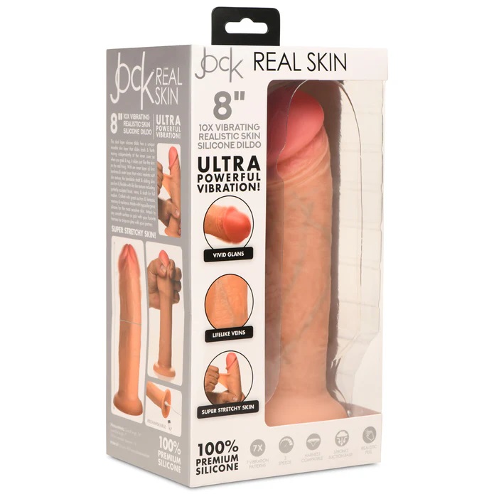 Give yourself a realistic rod with the added buzzing sensati... Jock - 8" Real Skin Vibro Dildo - Flesh photo-12