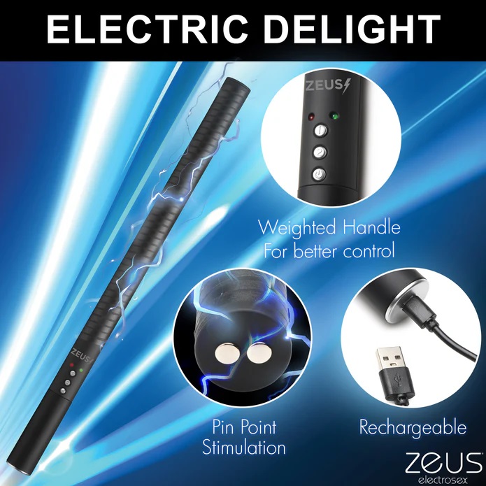 Intensify your kinky play with e-stim! This baton is built s... Zeus Electrosex - E-Stim Baton - Black photo-4