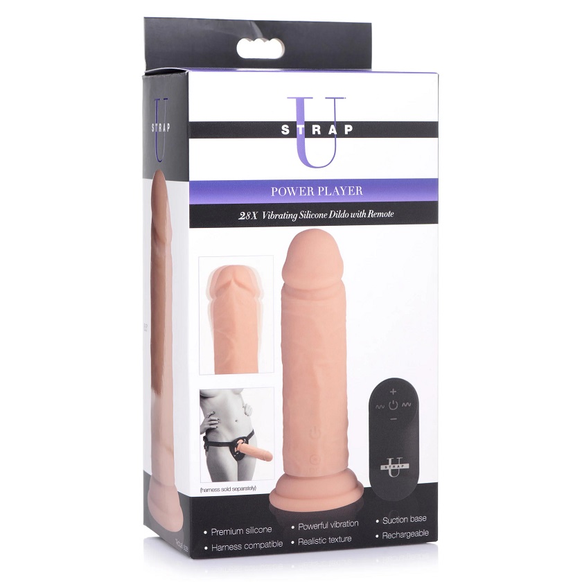 Indulge in this meaty, silky smooth and realistic cock! This... Strap U - Power Player Dildo w Remote - Light photo-9