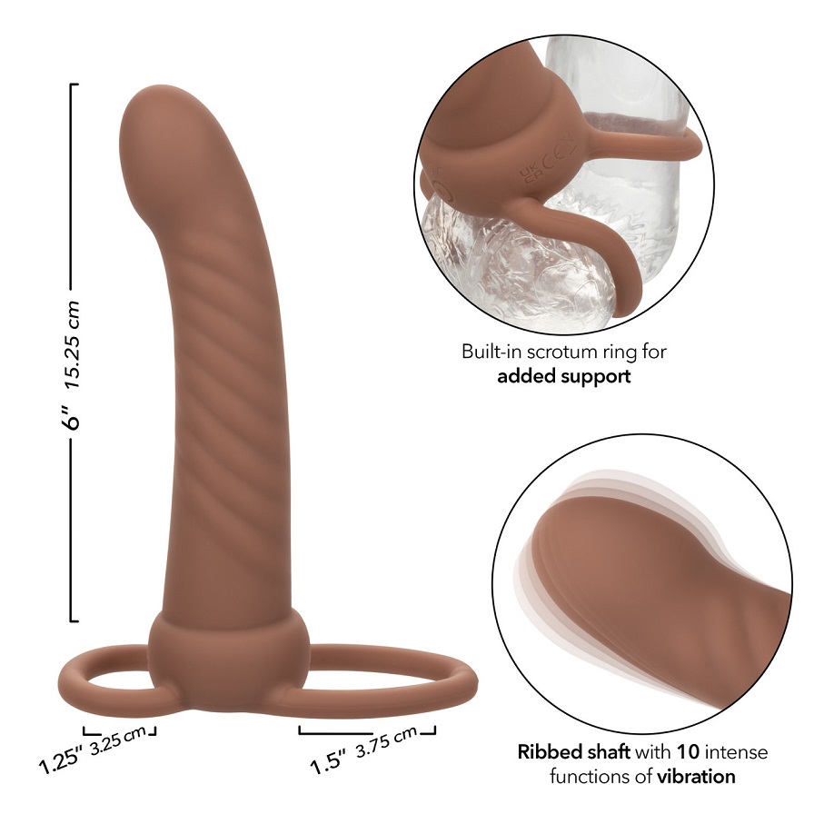 CEN - Maxx Ribbed Vibro Dual Penetrator - Brown CEN - Maxx Ribbed Vibro Dual Penetrator - Brown photo-9