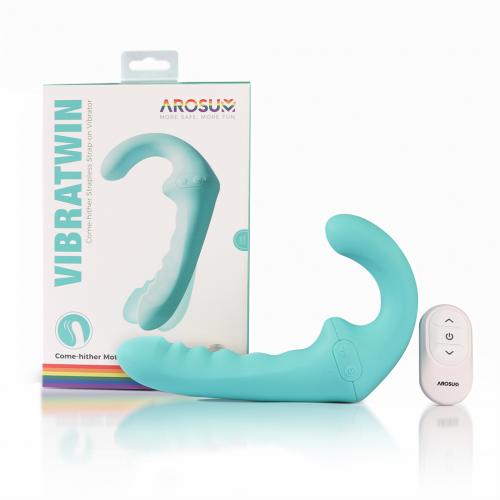 Arosum - VibraTwin Strapless Strap-On - Blue photo